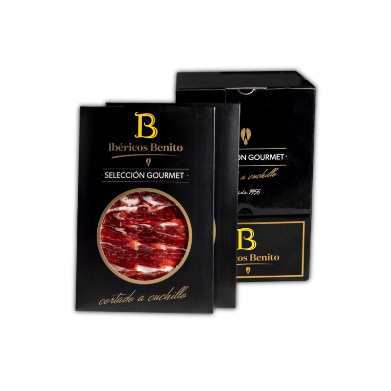 ONE BENITO FIELD-FATTENED IBERIAN SHOULDER - HAND-SLICED IN 100G PACKAGES.PACK 20 UNID. SELECTION GOURMET ONE BENITO FIELD-FATTENED IBERIAN SHOULDER - HAND-SLICED IN 100G PACKAGES.PACK 20 UNID. SELECTION GOURMET