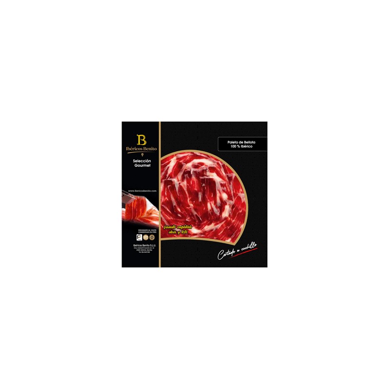 BENITO FIELD-FATTENED IBERIAN BELLOTA SHOULDER - KNIFE-SLICED IN 100G PACKAGES. SELECTION GOURMET