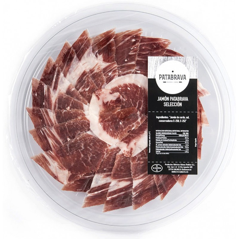 Patabrava Iberian ham, DO Guijuelo, sliced - 80g packs Patabrava Iberian ham, DO Guijuelo, sliced - 80g packs