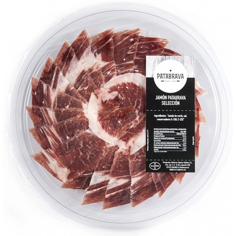 Jamón  Guijuelo Patabrava Selección Corte a Cuchillo en bandeja 80gr.