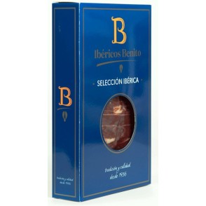 Epaule 50% ibérique bellota Benito coupé à la machine et présenté en emballages de 100 g. pack 6 u